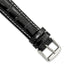 12mm Black Crocodile Grain Chronograph Leather with White Stitching and Silver-tone Buckle 7.5 inch Watch Band
