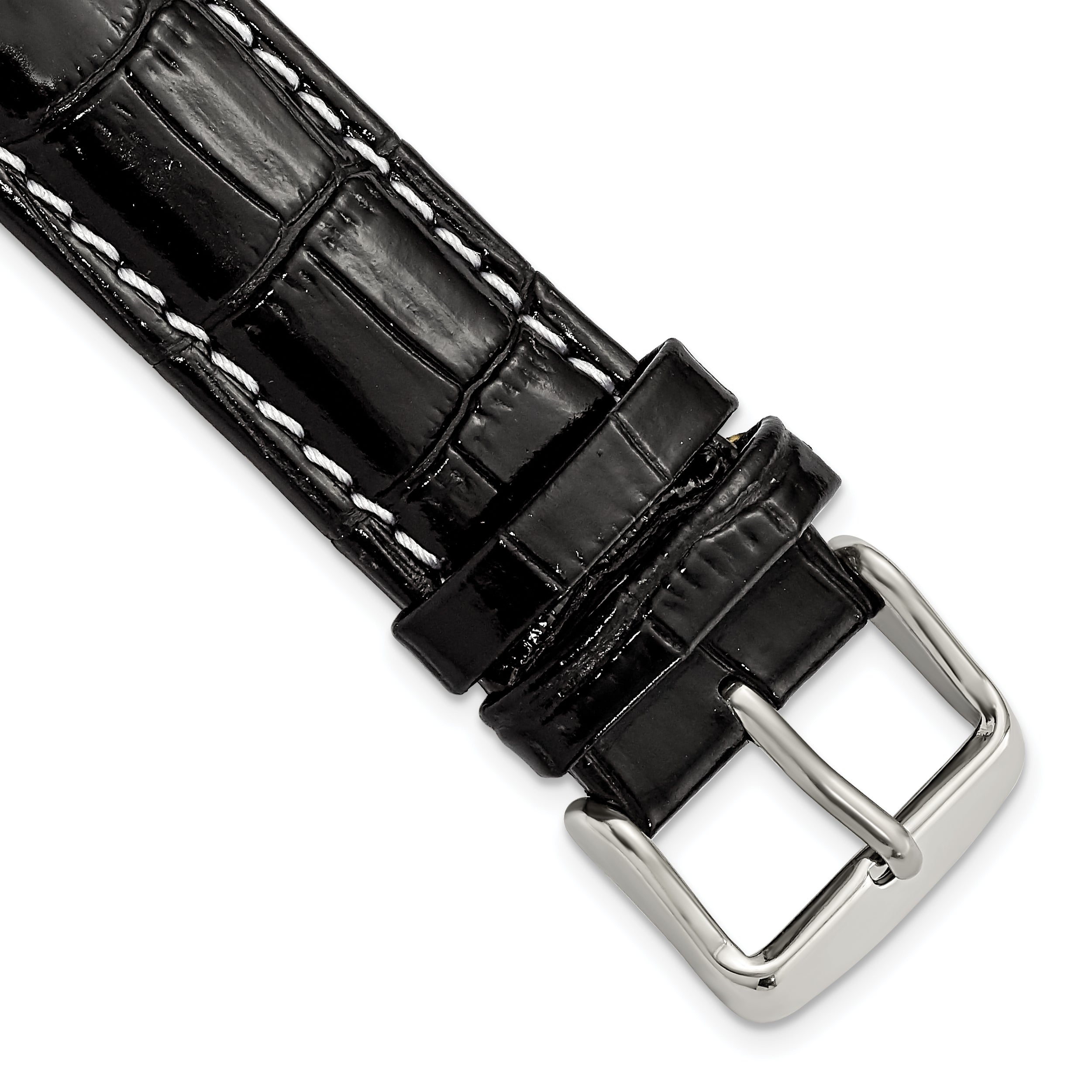 Black Crocodile-Grain Watch Band in Leather, 14mm