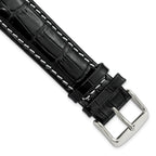 Black Crocodile-Grain Watch Band in Leather, 14mm
