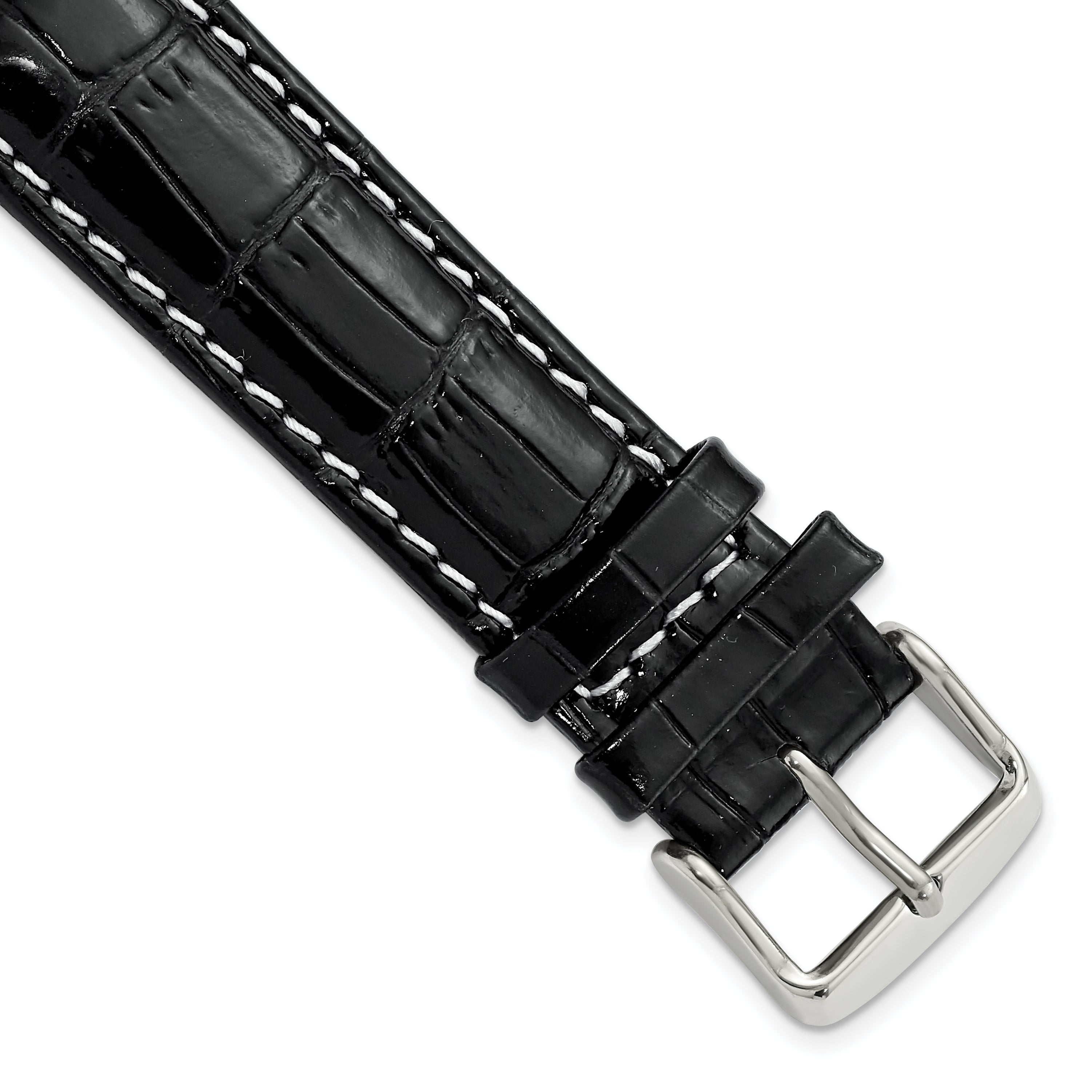Black Crocodile-Grain Watch Band in Leather, 14mm
