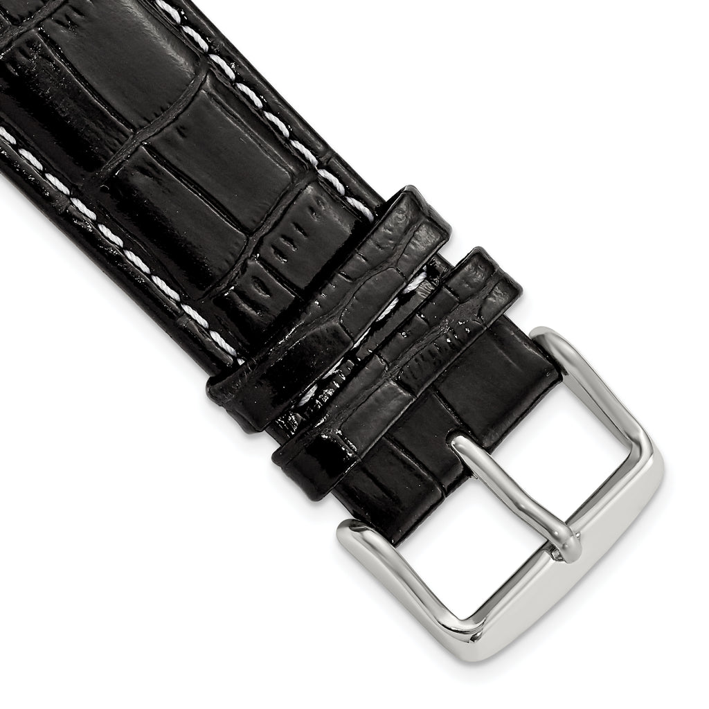 Black Crocodile-Grain Watch Band in Leather, 14mm