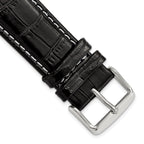 Black Crocodile-Grain Watch Band in Leather, 14mm