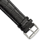 Black Crocodile-Grain Watch Band in Leather, 14mm