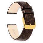Brown Genuine Leather Watch Band with Gold-Tone Buckle