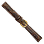 8mm Dark Brown Genuine Caiman Leather with Gold-tone Buckle 6.75 inch Watch Band
