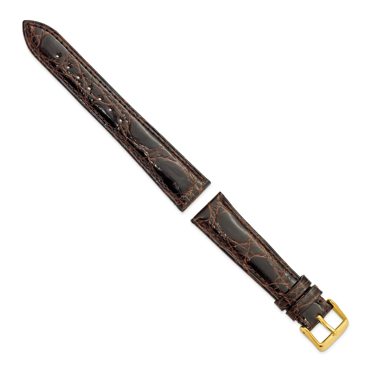 Dark Brown Caiman Leather Watch Band in Crocodile - Sophia Jewelers