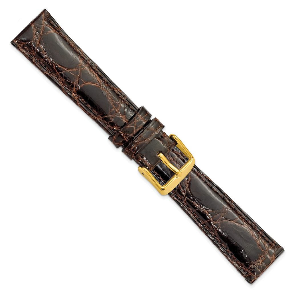 Dark Brown Caiman Leather Watch Band in Crocodile - Sophia Jewelers
