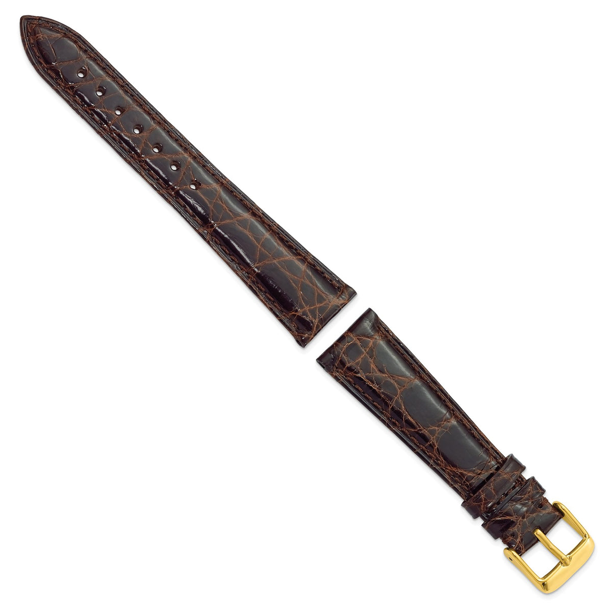 Brown Crocodile Watch Band in Genuine Leather, 17mm - Sophia Jewelers
