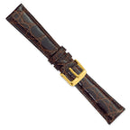 Brown Crocodile Watch Band in Genuine Leather, 17mm - Sophia Jewelers