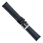 Navy White Stitching Watch Band in Leather, Matte - Sophia Jewelers