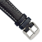Navy Leather Sport Watch Band with White Stitching, 20mm