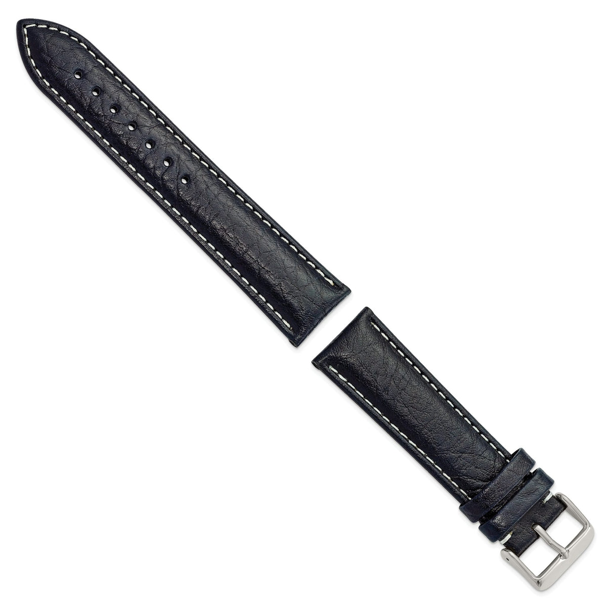 Navy White Stitching Watch Band in Leather, Matte - Sophia Jewelers