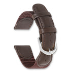16mm Brown Army Style Nylon and Leather with Stainless Steel Buckle and Quick Release Spring Bars 7.75 inch Watch Band