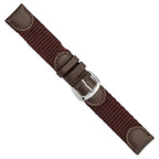DeBeer 18mm Brown Army Style Nylon and Leather with Stainless Steel Buckle and Quick Release Spring Bars 7.75 inch Watch Band