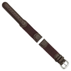 DeBeer 19mm Brown Army Style Nylon and Leather with Stainless Steel Buckle and Quick Release Spring Bars 7.75 inch Watch Band