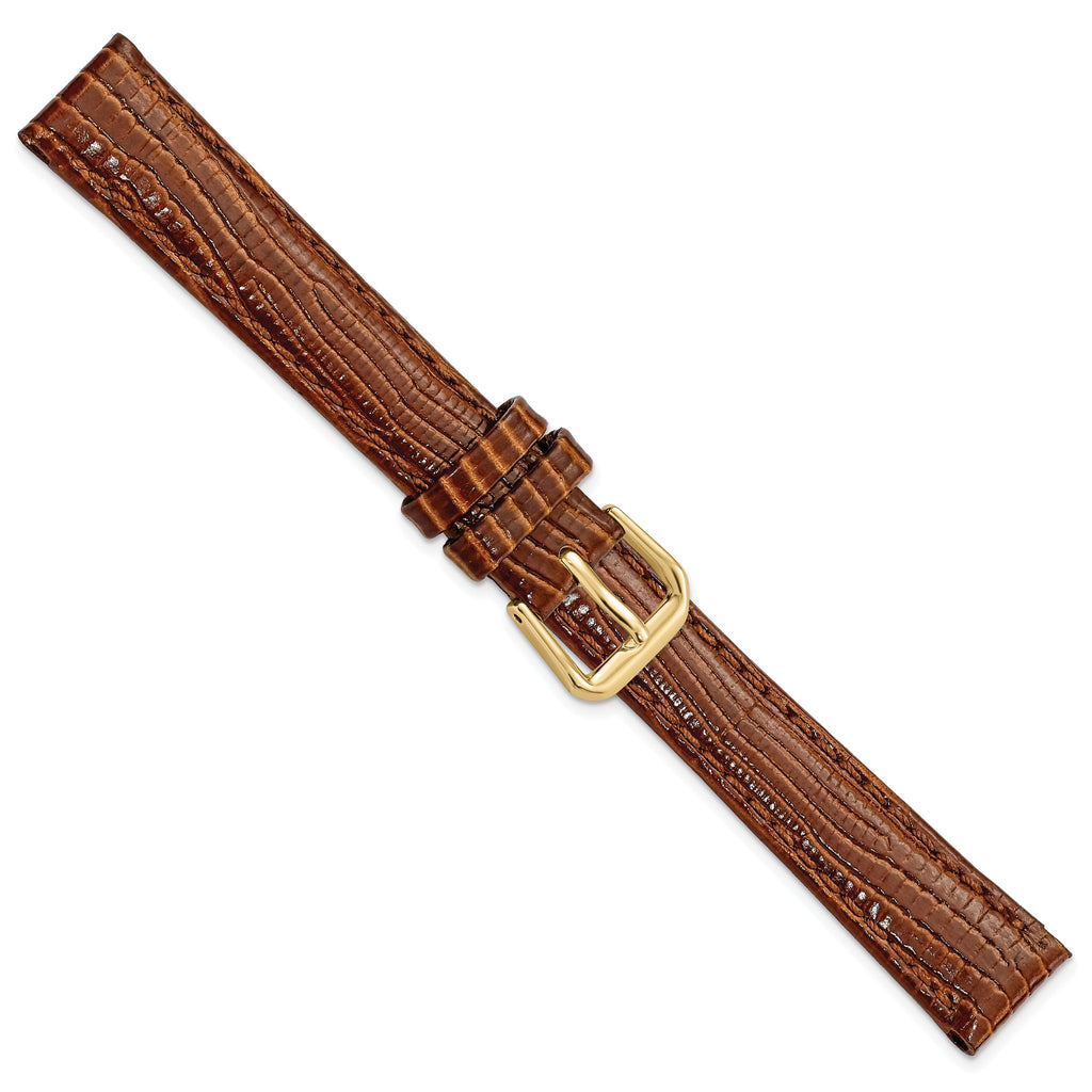 Snake Grain Leather Watch Band in Havana Brown, 16mm - Sophia Jewelers