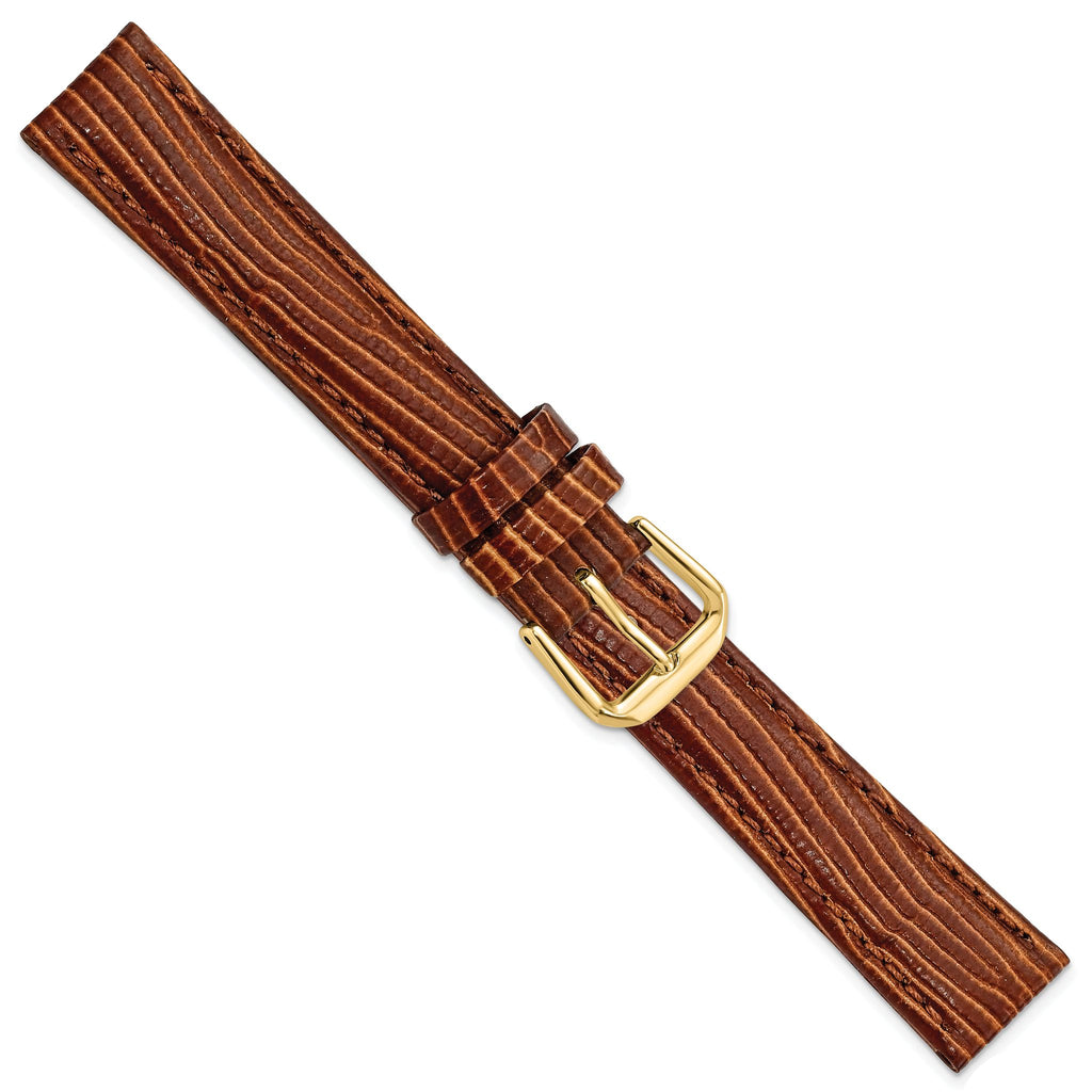 Snake Grain Leather Watch Band in Havana Brown, 16mm - Sophia Jewelers