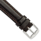 16mm Dark Brown Smooth Leather Chronograph with Silver-tone Buckle 7.5 inch Watch Band