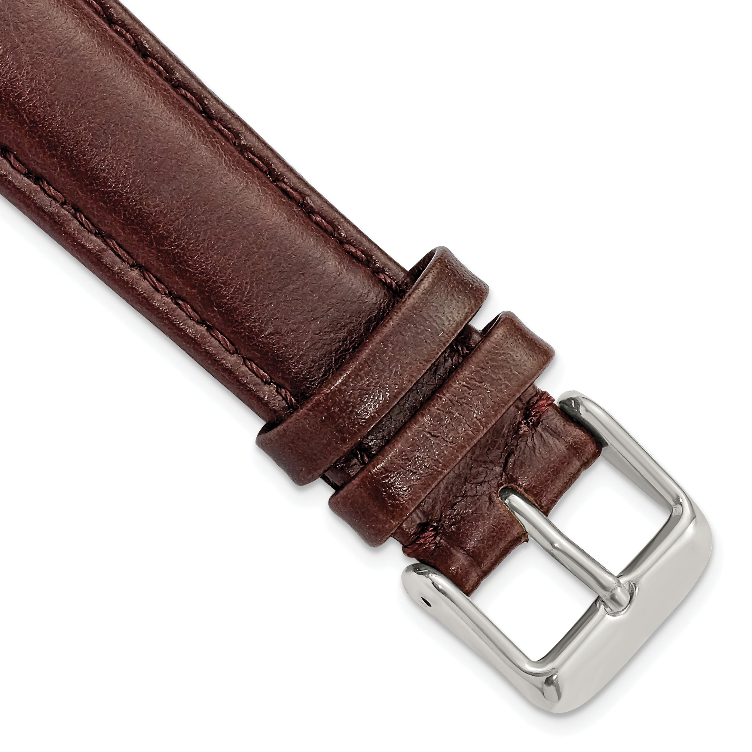 Brown Smooth Leather Watch Band in 26mm with Silver-Tone Buckle