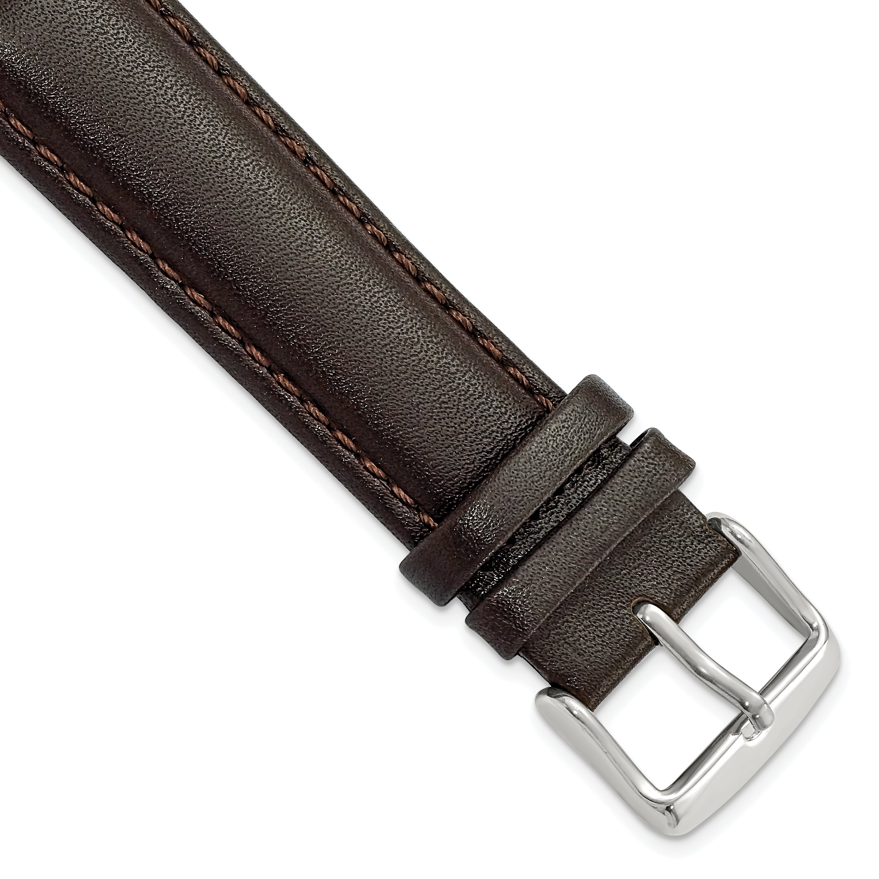 Brown Smooth Leather Watch Band in 26mm with Silver-Tone Buckle
