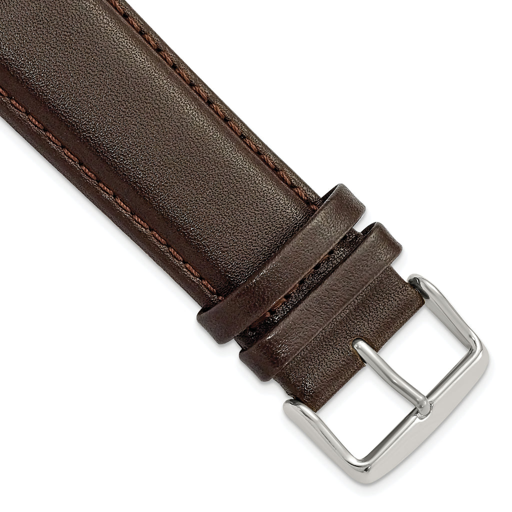 Brown Smooth Leather Watch Band in 26mm with Silver-Tone Buckle
