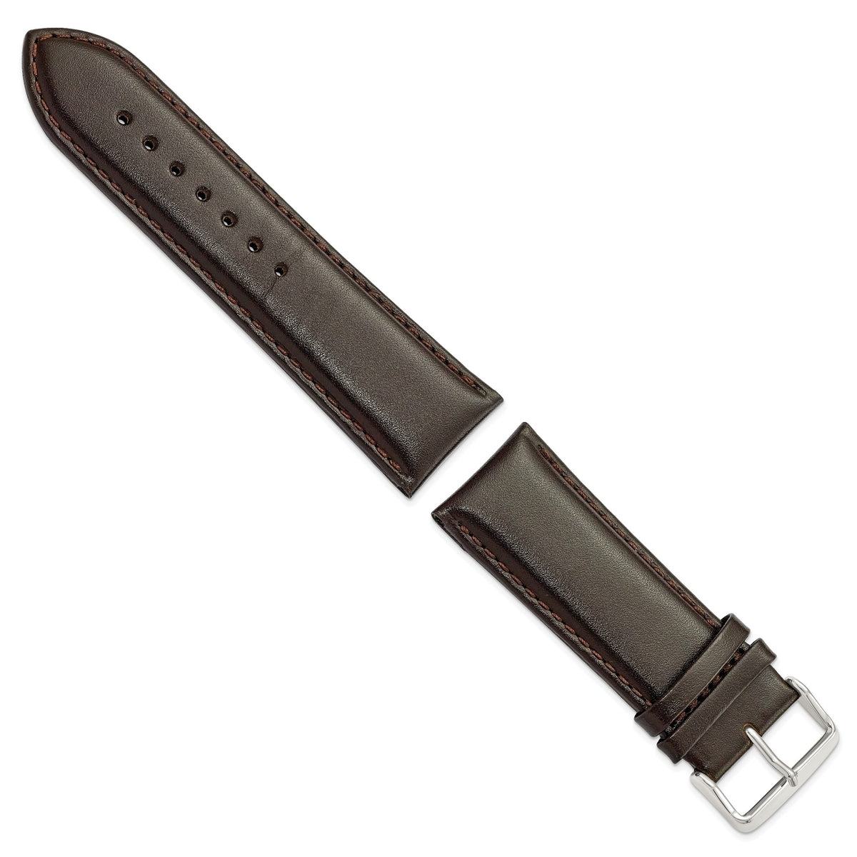 Dark Brown Smooth Leather Chronograph Watch Band in 19mm - Sophia Jewelers