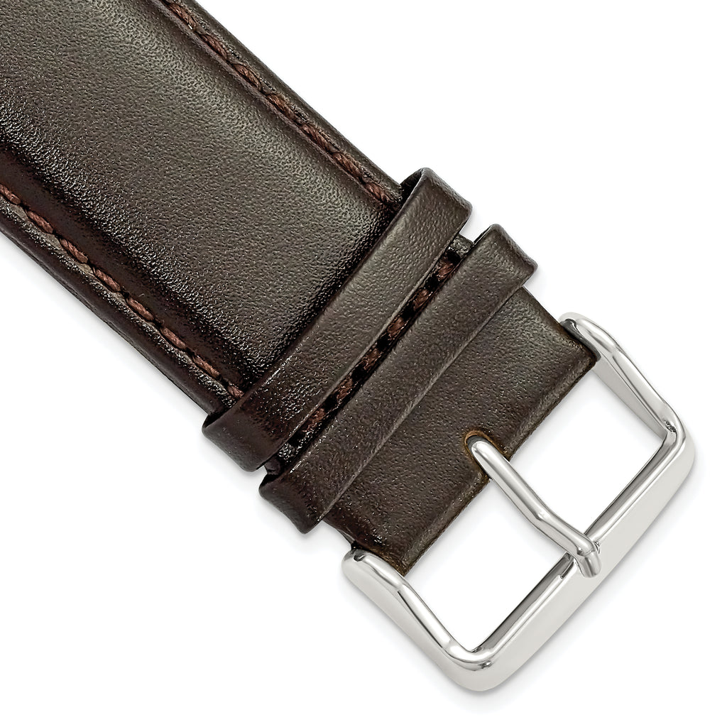 Brown Smooth Leather Watch Band in 26mm with Silver-Tone Buckle