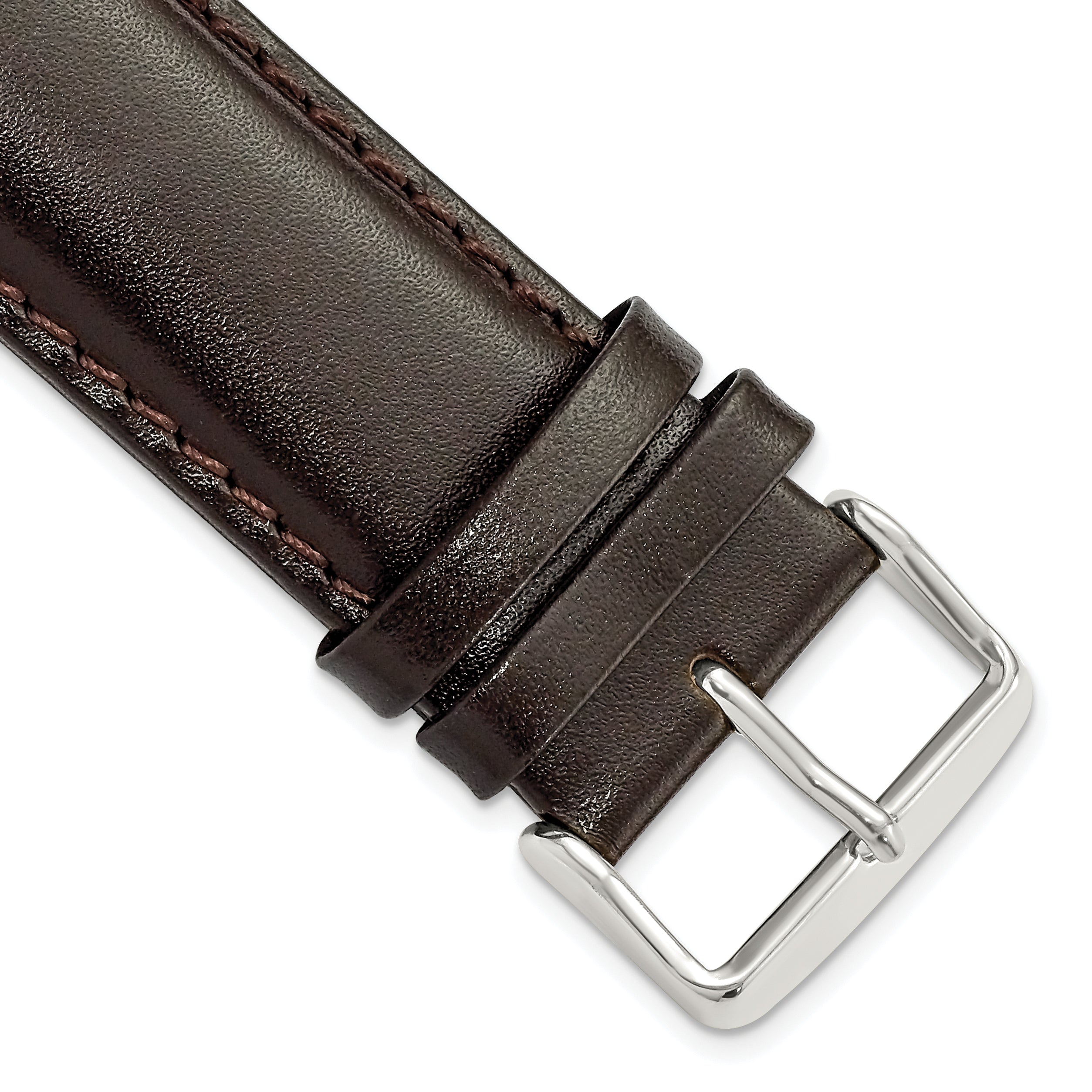 Dark Brown Leather Watch Band in Chronograph Style, 22mm