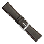 Smooth Leather Chronograph Watch Band in Dark Brown, 24mm - Sophia Jewelers