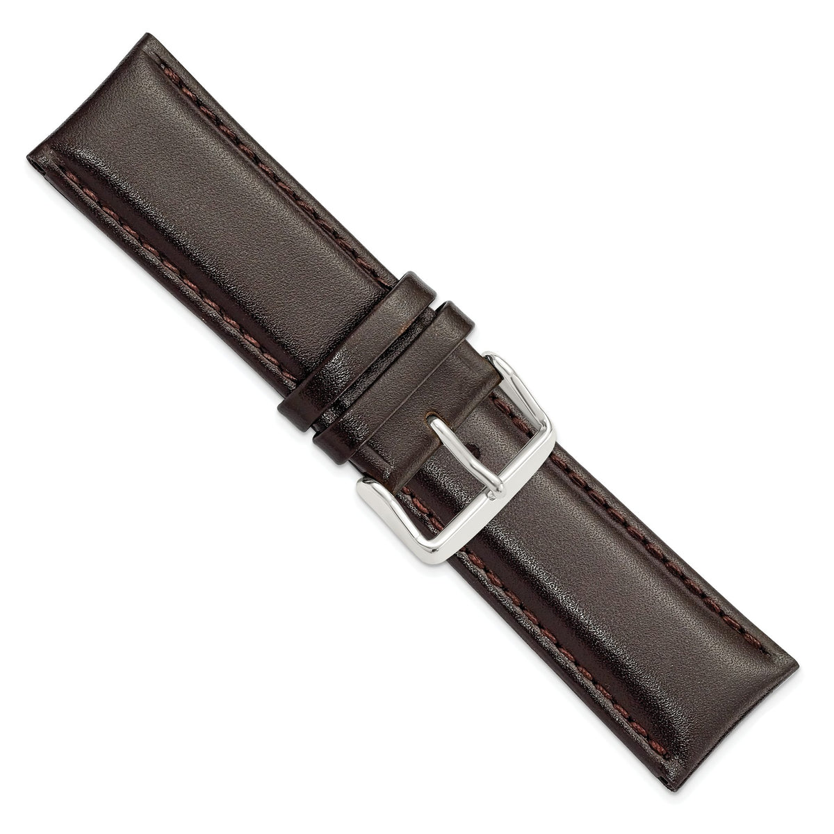 Smooth Leather Chronograph Watch Band in Dark Brown, 24mm - Sophia Jewelers