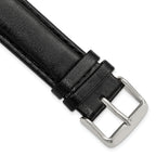Smooth Leather Watch Band in Black with Silver-Tone Buckle, 24mm