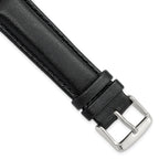 Smooth Leather Watch Band in Black with Silver-Tone Buckle, 24mm