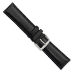 DeBeer 22mm Black Smooth Leather Chronograph with Silver-tone Buckle 7.5 inch Watch Band