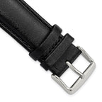Smooth Leather Watch Band in Black with Silver-Tone Buckle, 24mm