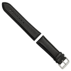 DeBeer 24mm Black Smooth Leather Chronograph with Silver-tone Buckle 7.5 inch Watch Band