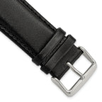 Smooth Leather Watch Band in Black with Silver-Tone Buckle, 24mm
