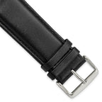Smooth Leather Watch Band in Black with Silver-Tone Buckle, 24mm