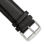 Long Black Leather Watch Band in Chronograph Style, 20mm