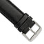 22mm Short Black Smooth Leather Chronograph with Silver-tone Buckle 6.75 inch Watch Band