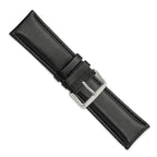 Short Chronograph Smooth Black Watch Band in Leather - Sophia Jewelers
