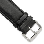 Black Leather Chronograph Watch Band, 24mm