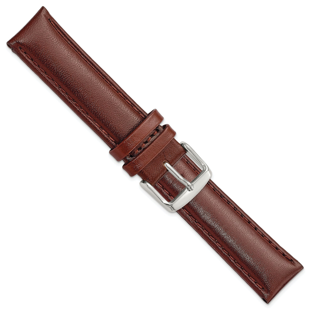 DeBeer 19mm Havana Smooth Leather Chronograph with Silver-tone Buckle 7.5 inch Watch Band