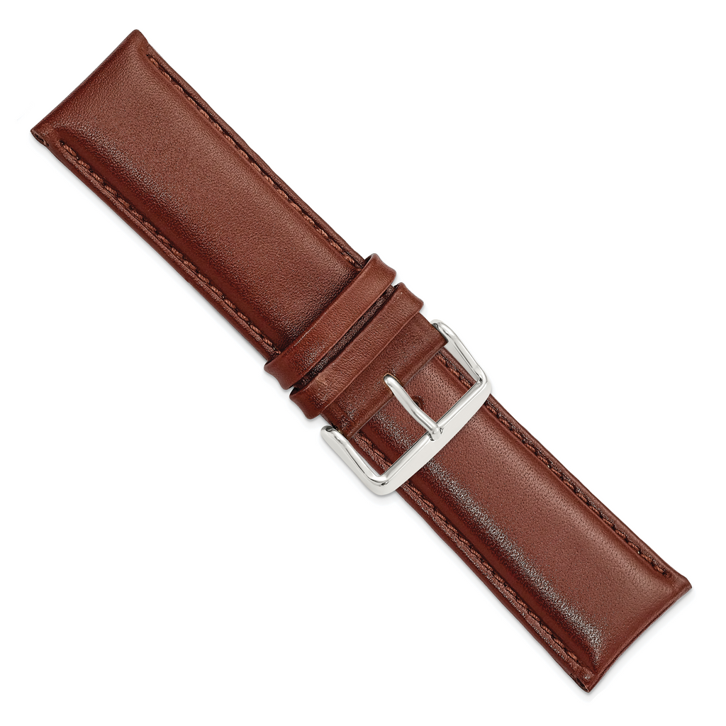 DeBeer 26mm Havana Smooth Leather Chronograph with Silver-tone Buckle 7.5 inch Watch Band