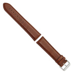 Havana Smooth Leather Watch Band with Silver-Tone Buckle, 22mm - Sophia Jewelers