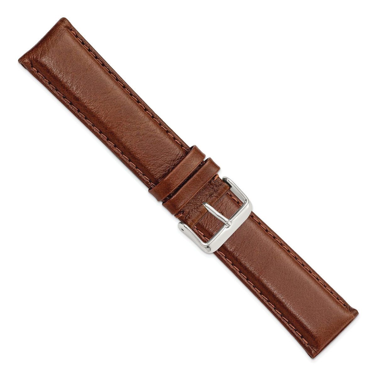 Havana Smooth Leather Watch Band with Silver-Tone Buckle, 22mm - Sophia Jewelers