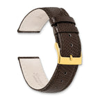 14mm Short Brown Genuine Lizard Leather with Gold-tone Buckle 6 inch Watch Band