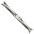 Long 22-26mm President-Style Satin and Polished Stainless Steel with Deployment Buckle 7 inch Watch Band