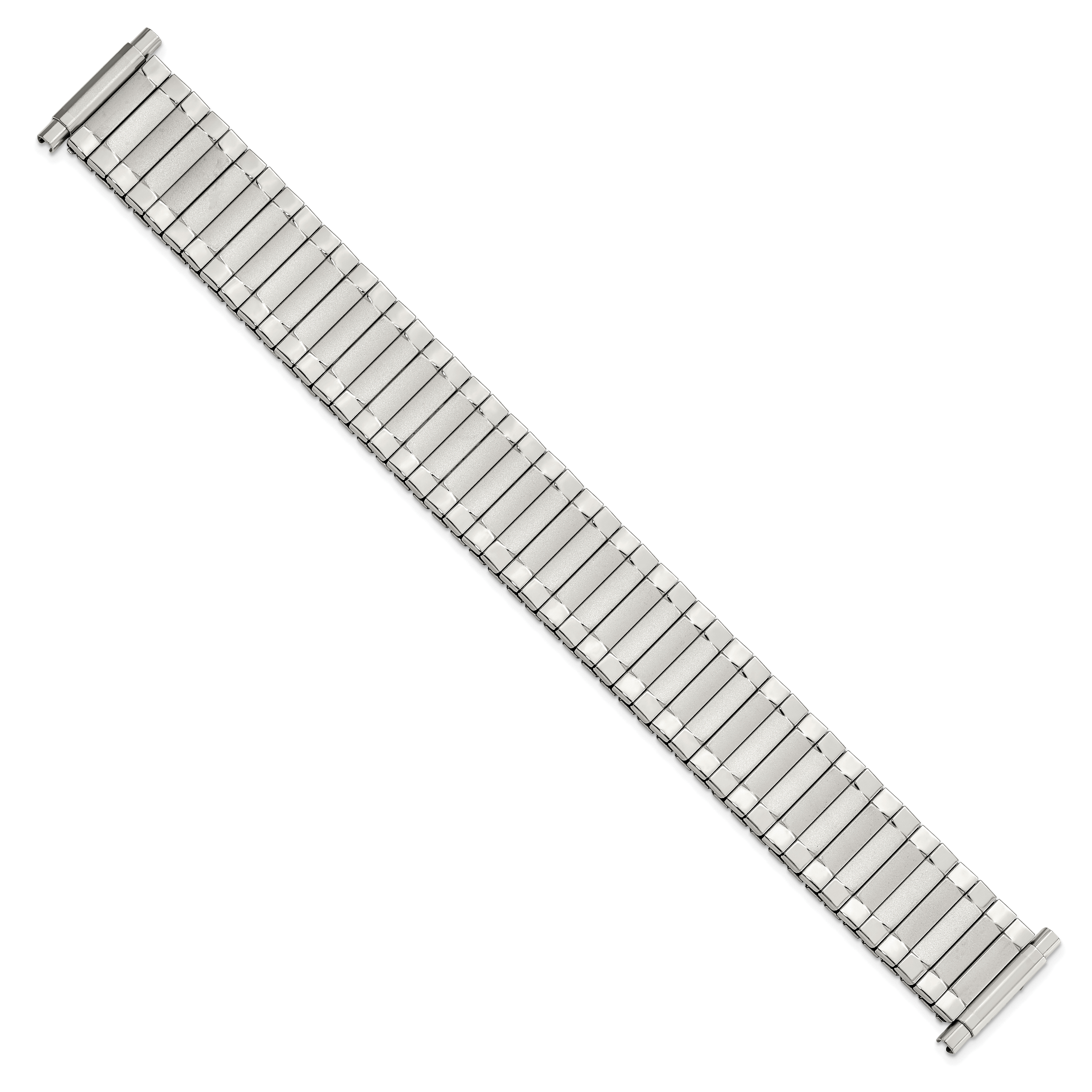 Mens Long 17-22mm Satin and Polished Stainless Steel 7.25 inch Expansion Watch Band Secondary image