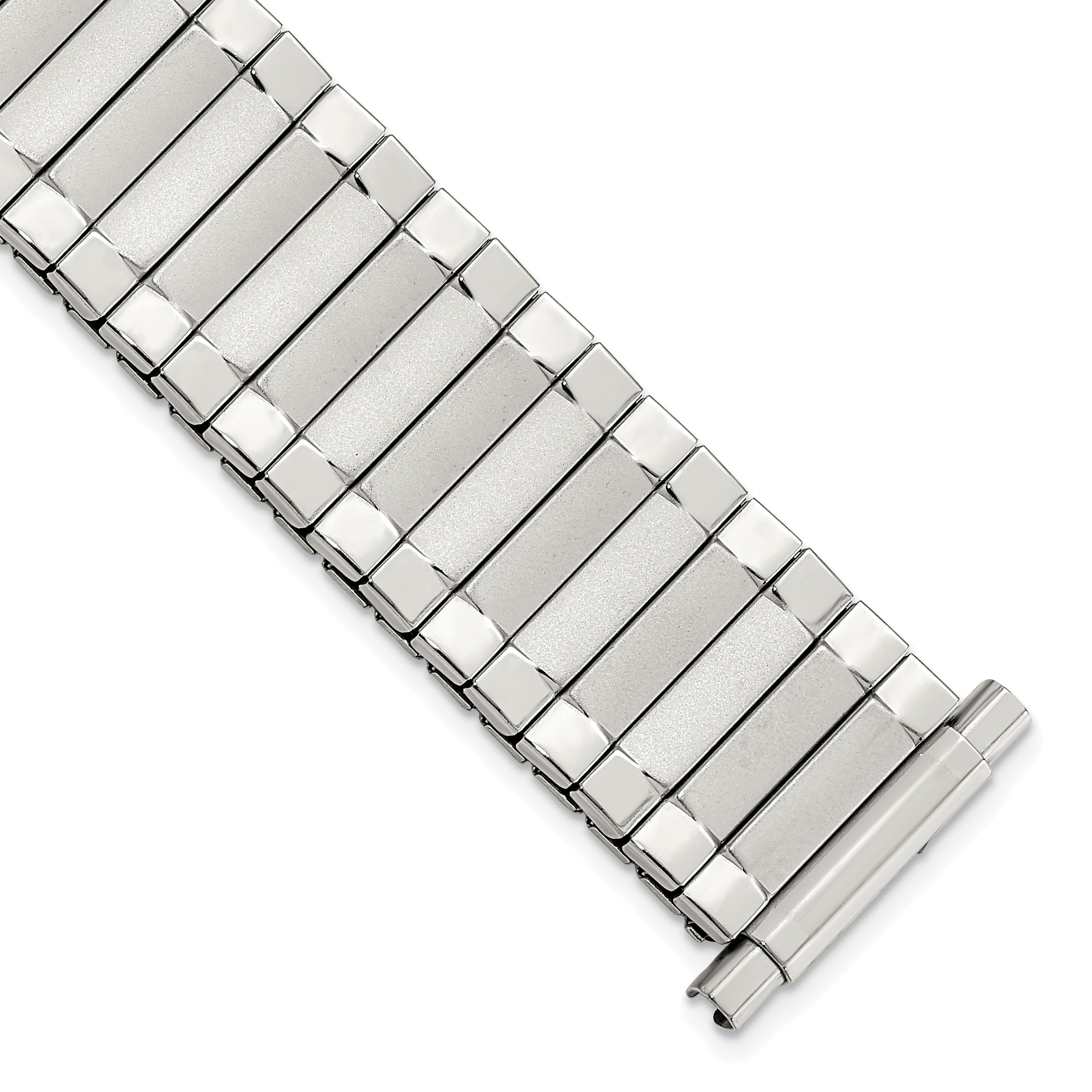 Mens Long 17-22mm Satin and Polished Stainless Steel 7.25 inch Expansion Watch Band Main image