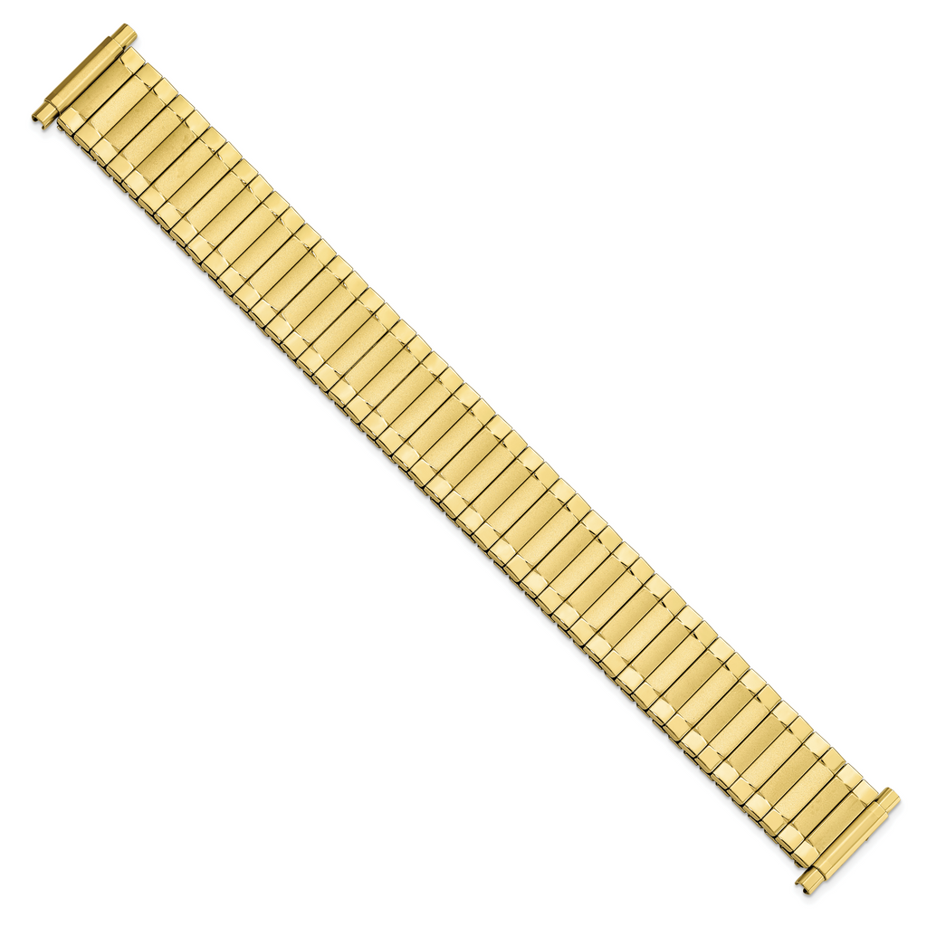 Gilden Mens Long 17-22mm Satin and Polished Yellow IP-plated Stainless Steel 7.25 inch Expansion Watch Band